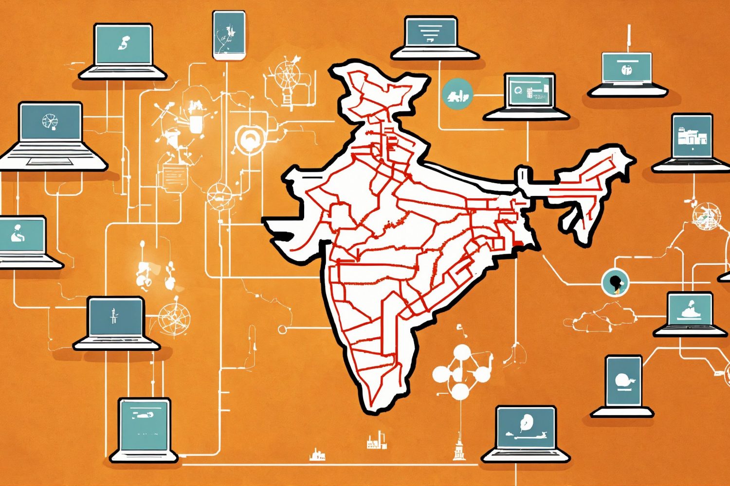 A visual representation of India on a map or an ou